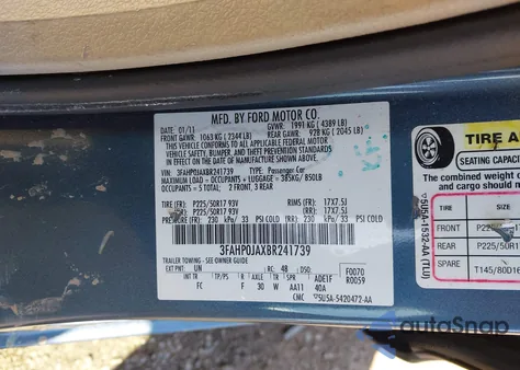 2011 Ford Fusion Sel from USA, damaged, VIN 3FAHP0JAXBR241739